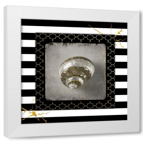 Golden Sea With Stripes 3 White Modern Wood Framed Art Print by LightBoxJournal