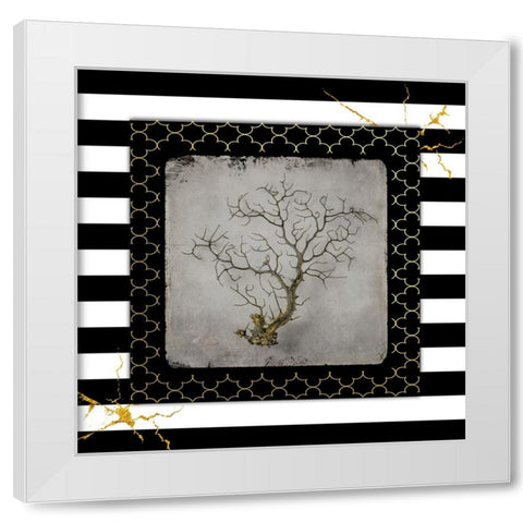 Golden Sea With Stripes 4 White Modern Wood Framed Art Print by LightBoxJournal