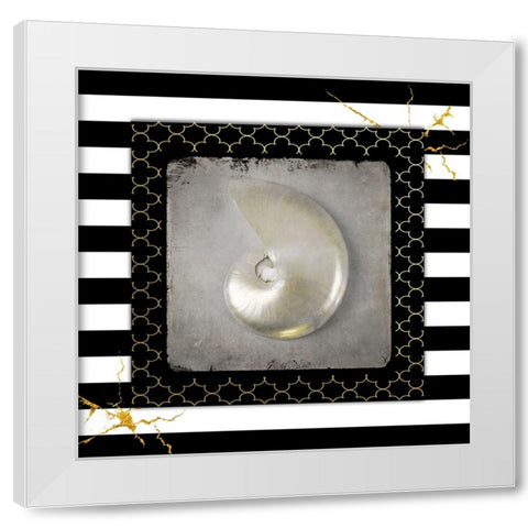 Golden Sea With Stripes 5 White Modern Wood Framed Art Print by LightBoxJournal