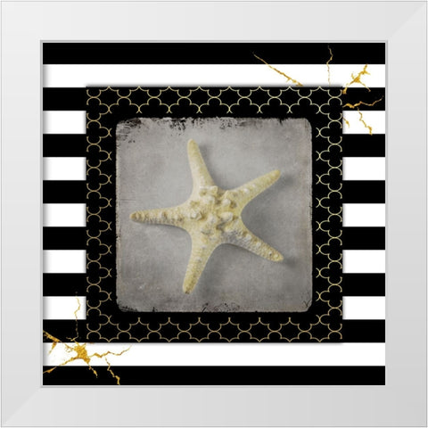 Golden Sea With Stripes White Modern Wood Framed Art Print by LightBoxJournal