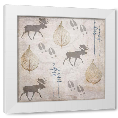 Moose Lodge Pattern White Modern Wood Framed Art Print by LightBoxJournal