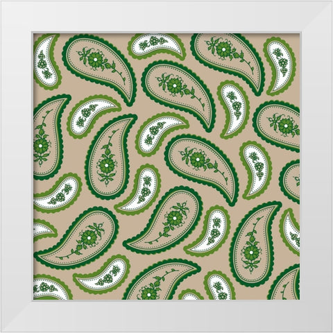 Camo Paisley 1 White Modern Wood Framed Art Print by LightBoxJournal
