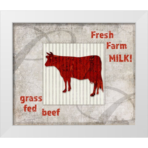 Decortive Pattern Farm Fresh Beef White Modern Wood Framed Art Print by LightBoxJournal