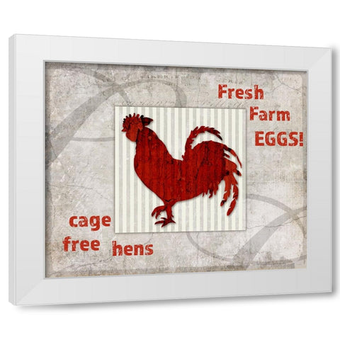 Decortive Pattern Farm Fresh Chicken White Modern Wood Framed Art Print by LightBoxJournal