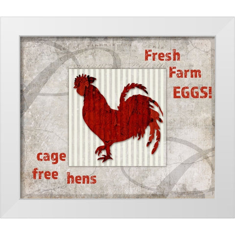 Decortive Pattern Farm Fresh Chicken White Modern Wood Framed Art Print by LightBoxJournal