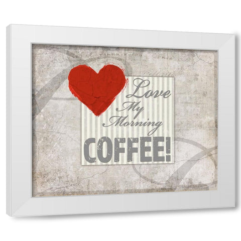 Decortive Pattern Love Coffee White Modern Wood Framed Art Print by LightBoxJournal