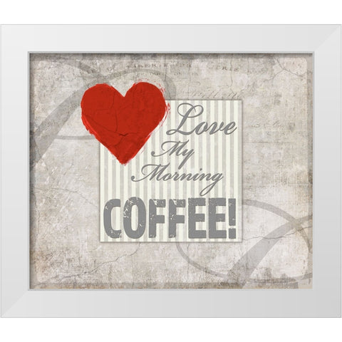 Decortive Pattern Love Coffee White Modern Wood Framed Art Print by LightBoxJournal