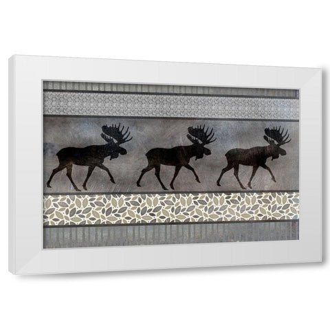Moose Pattern White Modern Wood Framed Art Print by LightBoxJournal