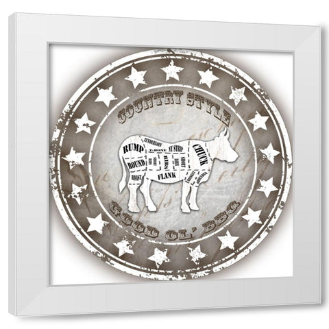 Good Ol BBQ Cow White Modern Wood Framed Art Print by LightBoxJournal