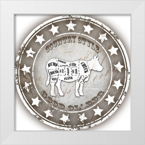 Good Ol BBQ Cow White Modern Wood Framed Art Print by LightBoxJournal