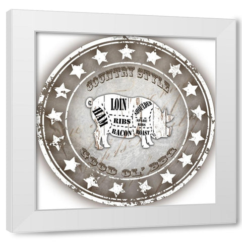 Good Ol BBQ Pig White Modern Wood Framed Art Print by LightBoxJournal