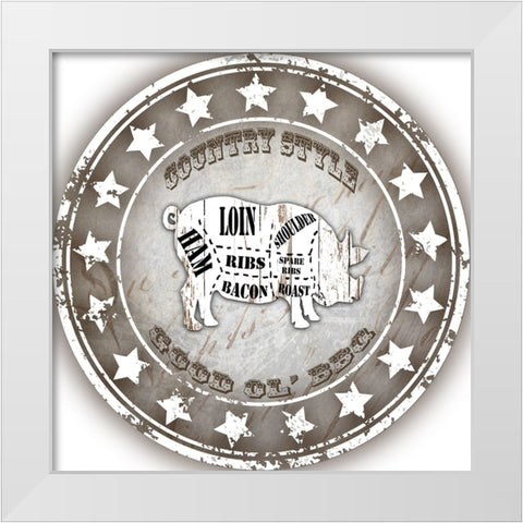 Good Ol BBQ Pig White Modern Wood Framed Art Print by LightBoxJournal