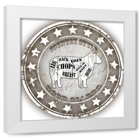 Good Ol BBQ Sheep White Modern Wood Framed Art Print by LightBoxJournal