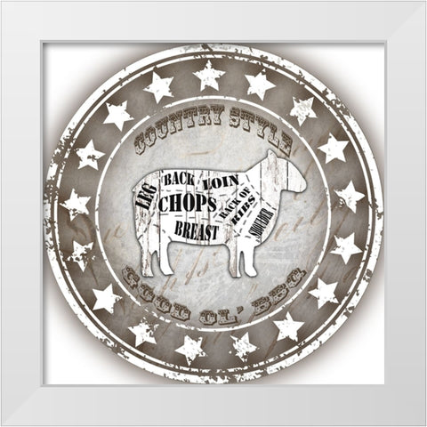 Good Ol BBQ Sheep White Modern Wood Framed Art Print by LightBoxJournal