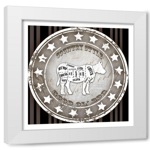 Good Ol BBQ Square Cow White Modern Wood Framed Art Print by LightBoxJournal