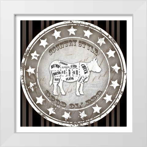 Good Ol BBQ Square Cow White Modern Wood Framed Art Print by LightBoxJournal
