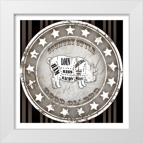 Good Ol BBQ Square Pig White Modern Wood Framed Art Print by LightBoxJournal