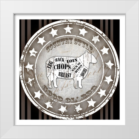 Good Ol BBQ Square Sheep White Modern Wood Framed Art Print by LightBoxJournal