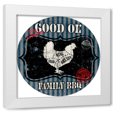 Good Ol Family BBQ Round Chicken White Modern Wood Framed Art Print by LightBoxJournal