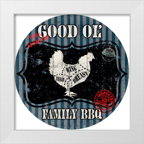 Good Ol Family BBQ Round Chicken White Modern Wood Framed Art Print by LightBoxJournal