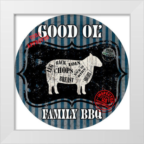 Good Ol Family BBQ Round White Modern Wood Framed Art Print by LightBoxJournal
