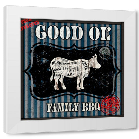 Good Ol Family BBQ Square Cow White Modern Wood Framed Art Print by LightBoxJournal
