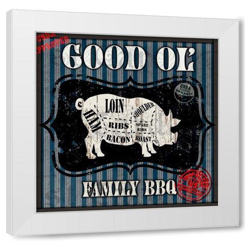 Good Ol Family BBQ Square Pig White Modern Wood Framed Art Print by LightBoxJournal