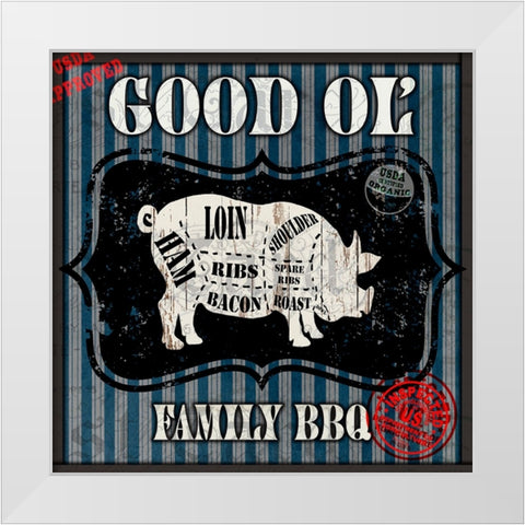 Good Ol Family BBQ Square Pig White Modern Wood Framed Art Print by LightBoxJournal
