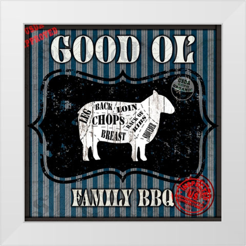 Good Ol Family BBQ Square White Modern Wood Framed Art Print by LightBoxJournal