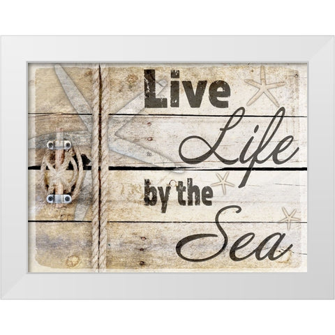 Country Sea Sign 3 White Modern Wood Framed Art Print by LightBoxJournal