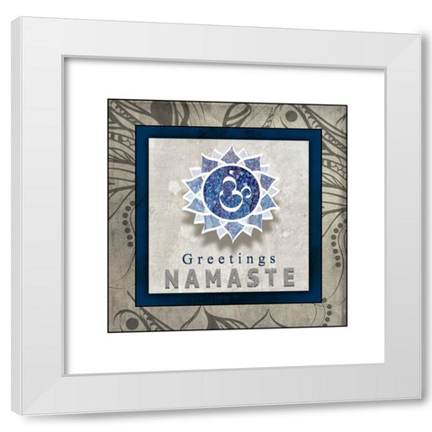 Chakras Yoga Tile Namaste V1 White Modern Wood Framed Art Print by LightBoxJournal