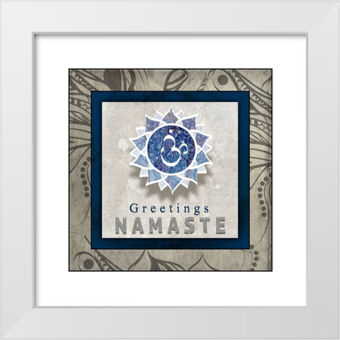 Chakras Yoga Tile Namaste V1 White Modern Wood Framed Art Print by LightBoxJournal