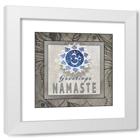 Chakras Yoga Tile Namaste V3 White Modern Wood Framed Art Print by LightBoxJournal