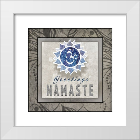 Chakras Yoga Tile Namaste V3 White Modern Wood Framed Art Print by LightBoxJournal