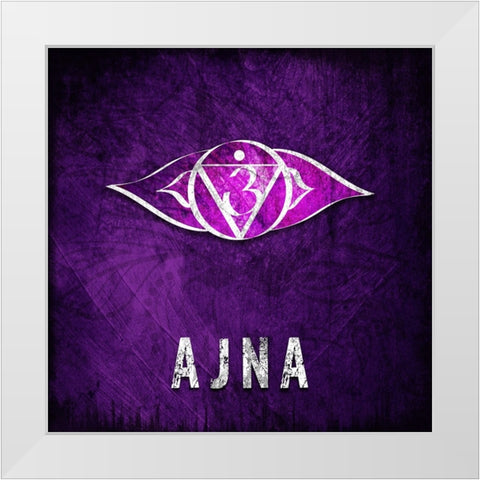 ChakrasYoga_Symbol_AJNA White Modern Wood Framed Art Print by LightBoxJournal