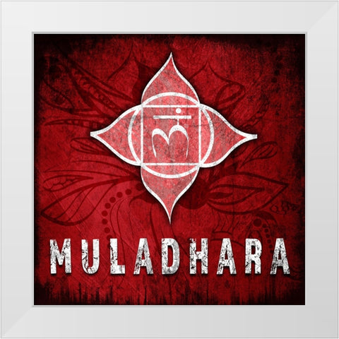ChakrasYoga_Symbol_Muladhara White Modern Wood Framed Art Print by LightBoxJournal