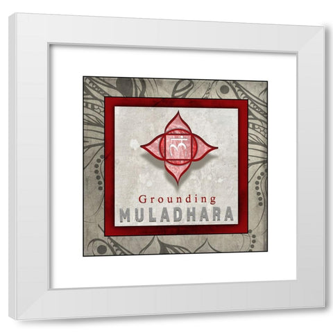 ChakrasYogaTile Muladhara V1 White Modern Wood Framed Art Print by LightBoxJournal
