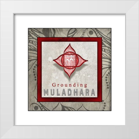 ChakrasYogaTile Muladhara V1 White Modern Wood Framed Art Print by LightBoxJournal