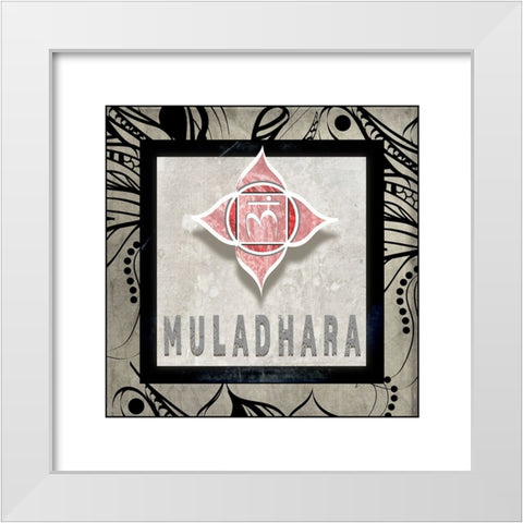 ChakrasYogaTile Muladhara V2 White Modern Wood Framed Art Print by LightBoxJournal