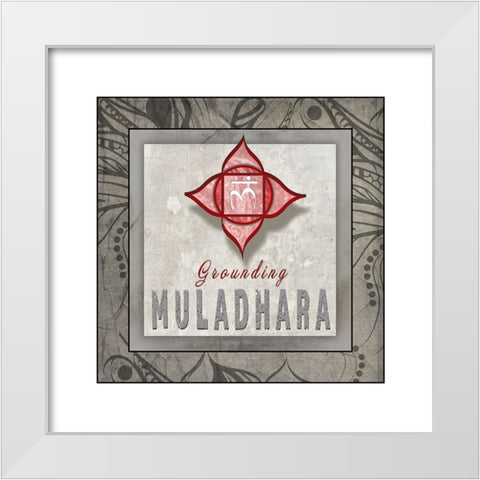 ChakrasYogaTile Muladhara V3 White Modern Wood Framed Art Print by LightBoxJournal