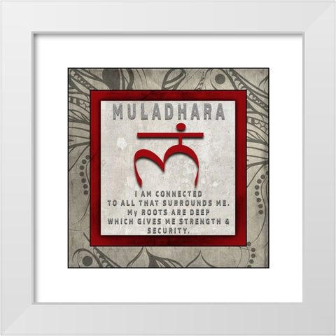 ChakrasYogaTile Muladhara V4 White Modern Wood Framed Art Print by LightBoxJournal