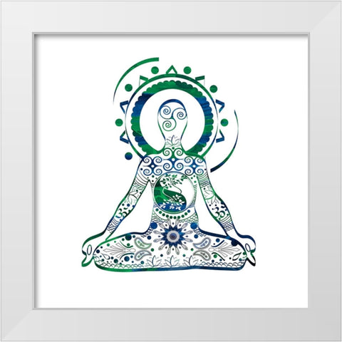 YogaSymbol V2 White Modern Wood Framed Art Print by LightBoxJournal