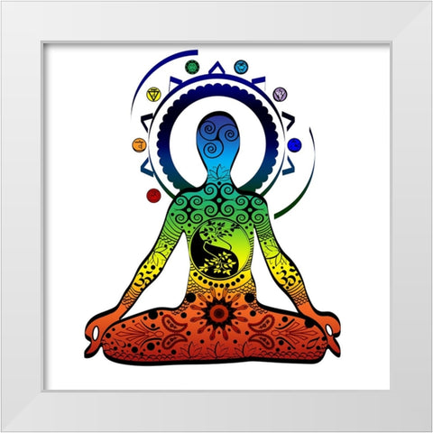 YogaV5 White Modern Wood Framed Art Print by LightBoxJournal