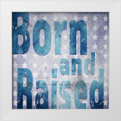 American Born Free Sign Collection V3 White Modern Wood Framed Art Print by LightBoxJournal