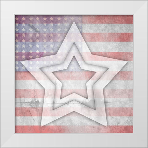 American Born Free Sign Collection V10 White Modern Wood Framed Art Print by LightBoxJournal