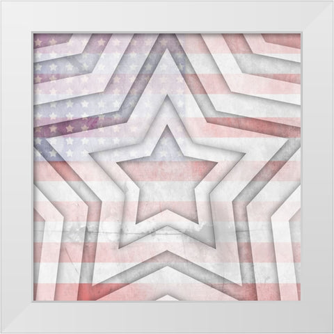 American Born Free Sign Collection V11 White Modern Wood Framed Art Print by LightBoxJournal