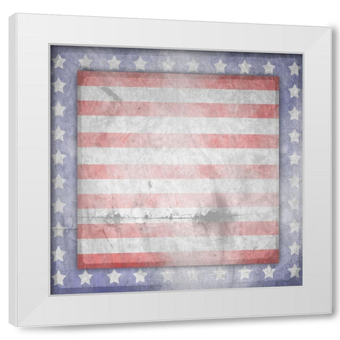 American Born Free Sign Collection V13 White Modern Wood Framed Art Print by LightBoxJournal