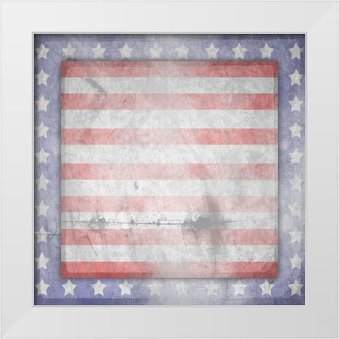 American Born Free Sign Collection V13 White Modern Wood Framed Art Print by LightBoxJournal