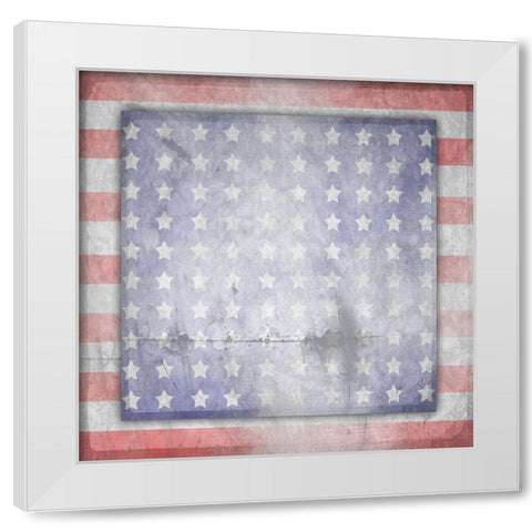 American Born Free Sign Collection V14 White Modern Wood Framed Art Print by LightBoxJournal