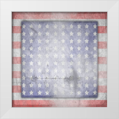 American Born Free Sign Collection V14 White Modern Wood Framed Art Print by LightBoxJournal